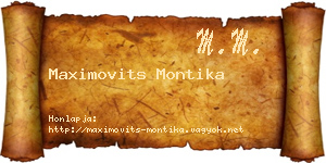 Maximovits Montika névjegykártya
